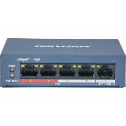 Hikvision switch 4x 100TX PoE + 1x 100TX uplink, 35W, Super PoE